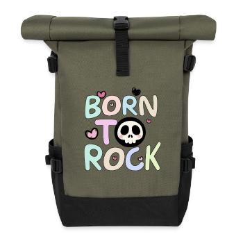 Born To Rock Rainbow - Roll Top Backpack - olive/black - Front