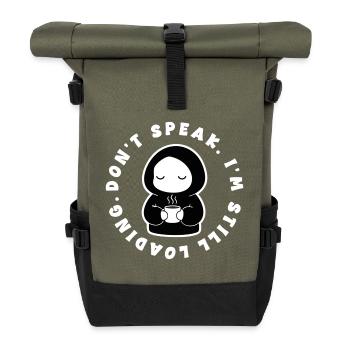 Cafe I'm Still Loading Manga - Roll Top Backpack - olive/black - Front