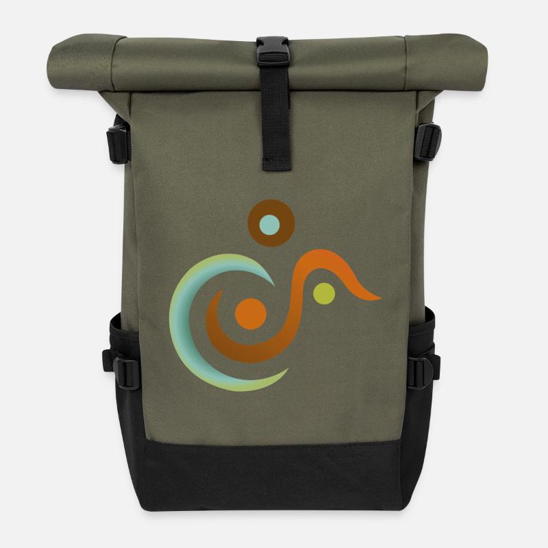 Yoga design_11 - Roll Top Backpack - olive/black