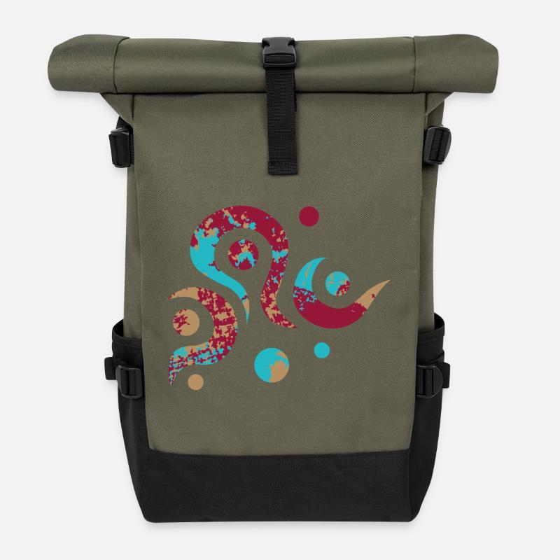 Yoga design_18 - Roll Top Backpack - olive/black