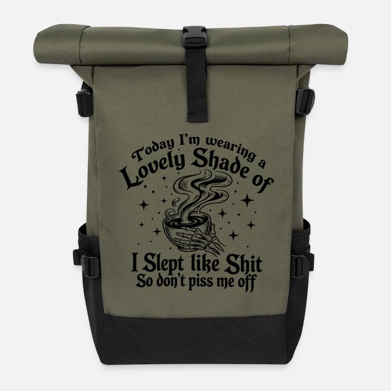 Lustiger Stimmungs-Tee - Rolltop Rucksack - Olive/Schwarz
