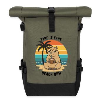 Capybara Beach Bum Take It Easy - Roll Top Backpack - olive/black - Front