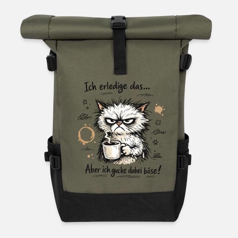 Ich erledige das lustiger Büro Spruch - Rolltop Rucksack - Olive/Schwarz