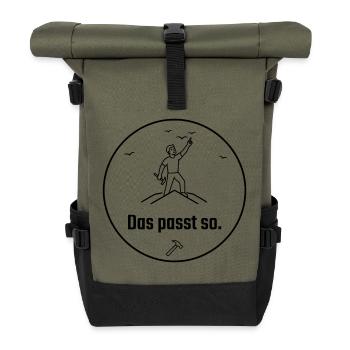 Dachdecker das passt so Stolz - Rolltop Rucksack - Olive/Schwarz - Vorne