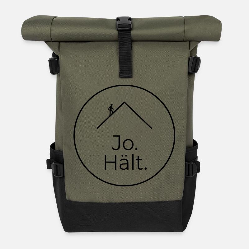 Dachdecker Jo Hält Spruch Badge - Rolltop Rucksack - Olive/Schwarz