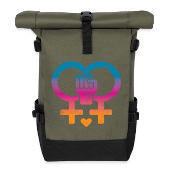Frauenrechte Frauenpower - Rolltop Rucksack - Olive/Schwarz - Vorne