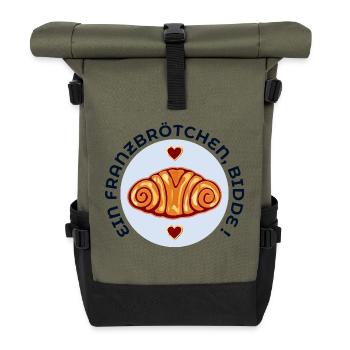 Franzbrötchen Gebäck - Rolltop Rucksack - Olive/Schwarz - Vorne