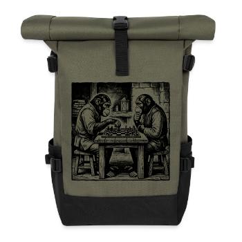 Affen spielen Schach-T-Shirt - Rolltop Rucksack - Olive/Schwarz - Vorne