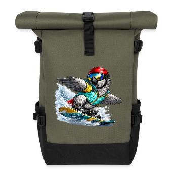 Graupapagei Snowboard - Rolltop Rucksack - Olive/Schwarz - Vorne