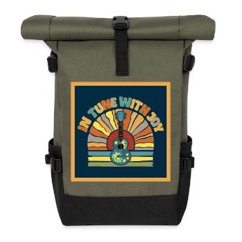 In tune with Joy - Retro Sunset and Ukulele - Roll Top Backpack - olive/black - Front