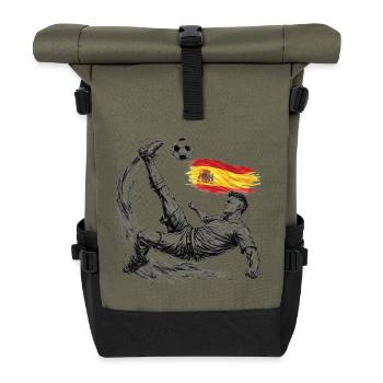 Fußball Fallrückzieher Spanien Style - Rolltop Rucksack - Olive/Schwarz - Vorne