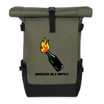 Message in a Bottle - rebellious mood and rock - Roll Top Backpack - olive/black - Front