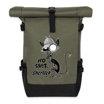 « Sans blague, Sherlock » Mème humoristique du chat noir - Sac à dos roll top - olive/noir - Devant