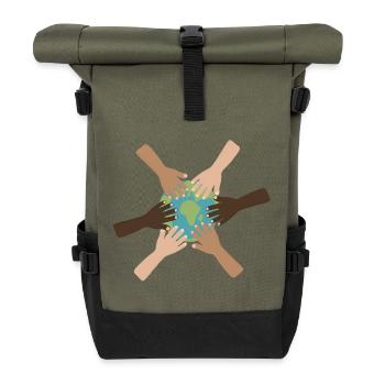 Les mains mondiales autour de la Terre - Sac à dos roll top - olive/noir - Devant