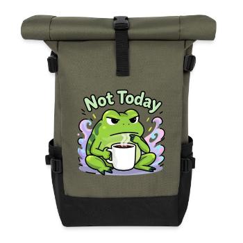 Nicht heute, Froschkaffee - Rolltop Rucksack - Olive/Schwarz - Vorne