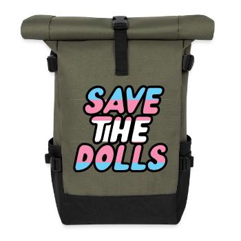 Rettet die Puppen - Rolltop Rucksack - Olive/Schwarz - Vorne