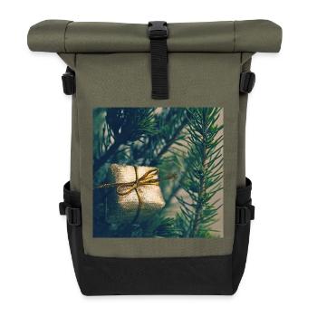 Présent doré sur branches de pin - Sac à dos roll top - olive/noir - Devant