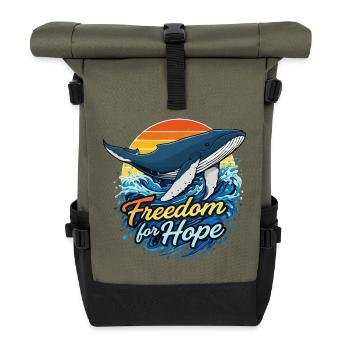 Freedom for Hope - Whale Sundowner - Roll Top Backpack - olive/black - Front