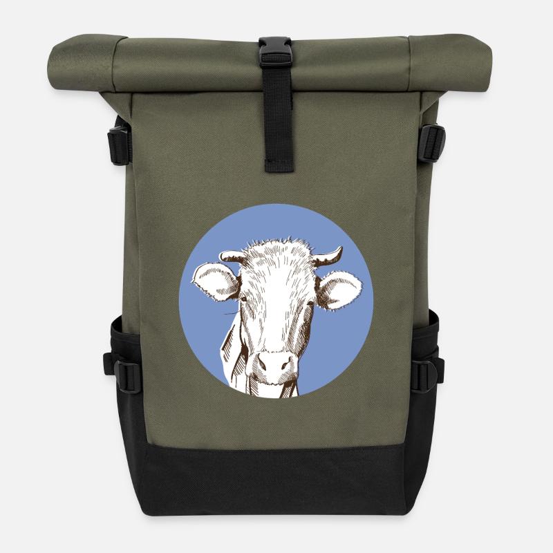 Cow - Roll Top Backpack - olive/black