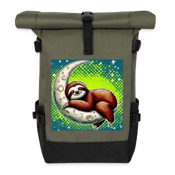 La paresse dort sur la Lune - Sac à dos roll top - olive/noir - Devant