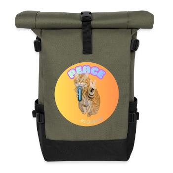 Chat chanteur et paix micro #LouLou - Sac à dos roll top - olive/noir - Devant