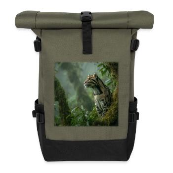 Clouded leopards in the rainforest Noble wildcats - Roll Top Backpack - olive/black - Front