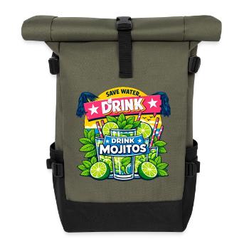 Spar das Wasser, trink Mojitos - Rolltop Rucksack - Olive/Schwarz - Vorne