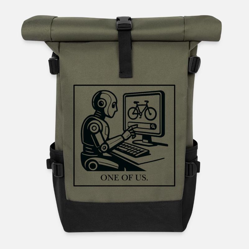 Conception robotique : Bicyclette sur un moniteur - Sac à dos roll top - olive/noir