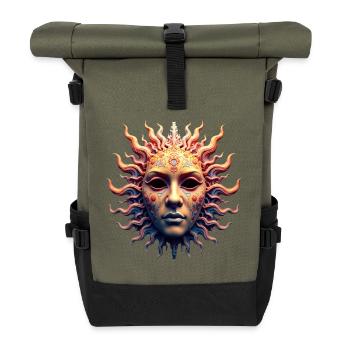Sonnengöttinnen-Maske - Rolltop Rucksack - Olive/Schwarz - Vorne
