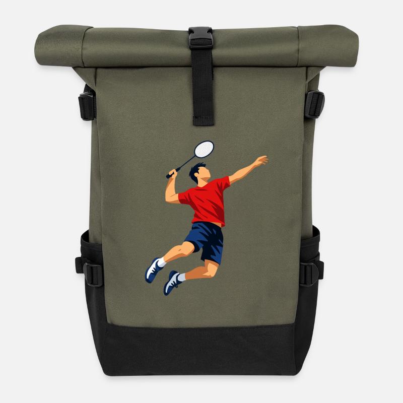 Badminton Smasher - Roll Top Backpack - olive/black