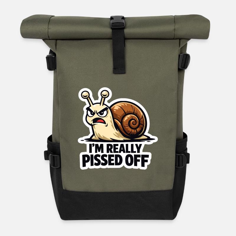 Wütende Schnecke – Ich bin wirklich sauer. - Rolltop Rucksack - Olive/Schwarz