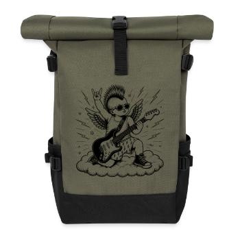 Punk Cherub with Electric Guitar - Roll Top Backpack - olive/black - Front
