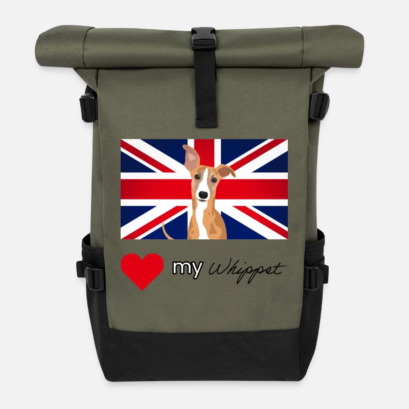 LUVMYWHIPPET (texte noir, Vibrant) - Sac à dos roll top - olive/noir