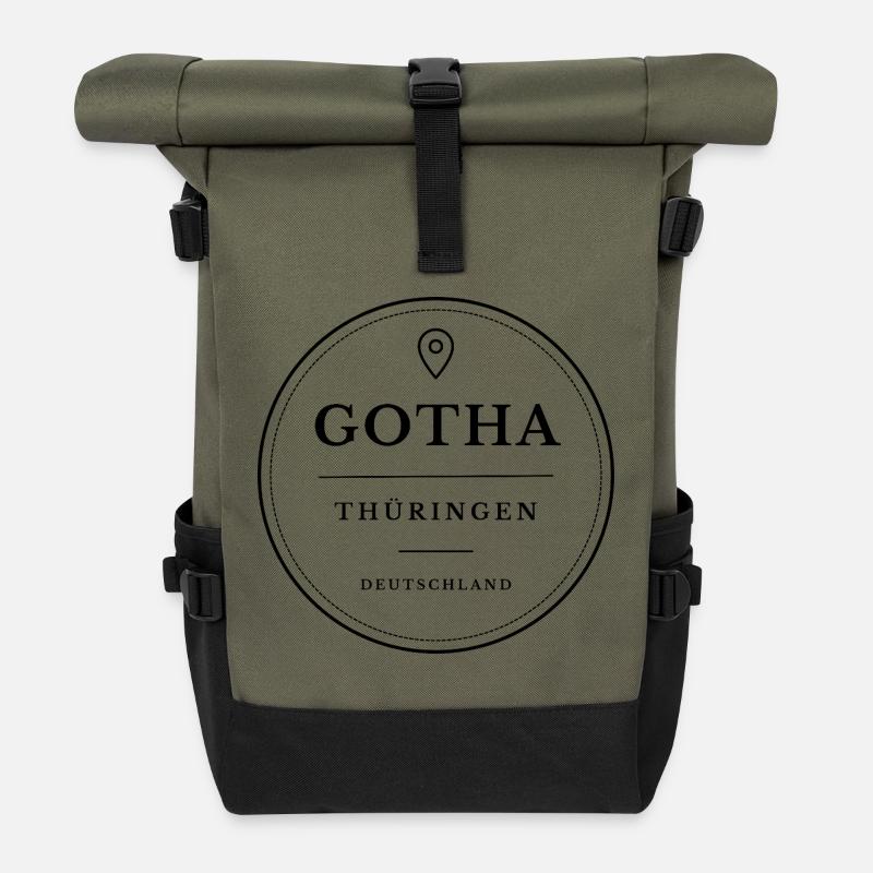 Gotha Thüringen Deutschland - Rolltop Rucksack - Olive/Schwarz