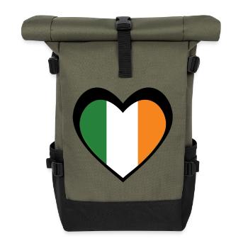 Ireland Black Heart – Love for Ireland - Roll Top Backpack - olive/black - Front