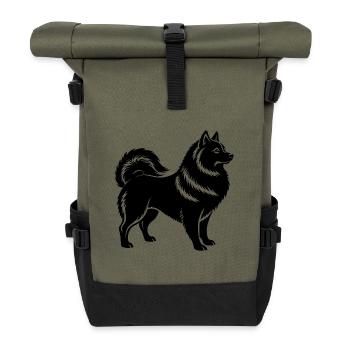 Japanischer Spitz - Rolltop Rucksack - Olive/Schwarz - Vorne