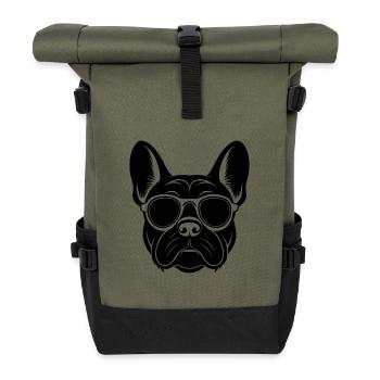 Bouledogue français - Sac à dos roll top - olive/noir - Devant