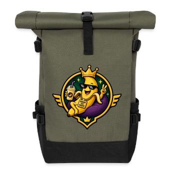 Königliche Banane mit Swag - Rolltop Rucksack - Olive/Schwarz - Vorne