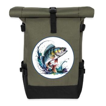 Perch Fishing - Roll Top Backpack - olive/black - Front