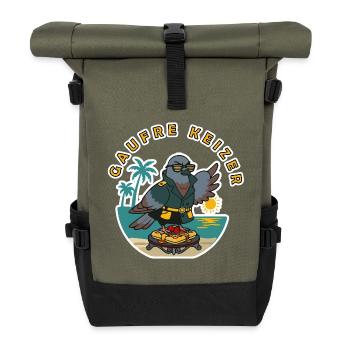 Brüssel, Belgien, Luxus-Tauben-Waffel-König, Sonnenuntergang - Rolltop Rucksack - Olive/Schwarz - Vorne