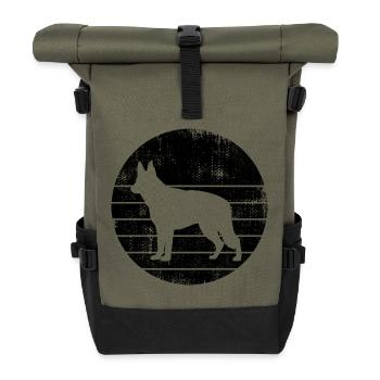 Deutscher Schäferhund - Rolltop Rucksack - Olive/Schwarz - Vorne