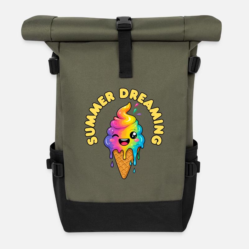 Summer Dreaming - Roll Top Backpack - olive/black