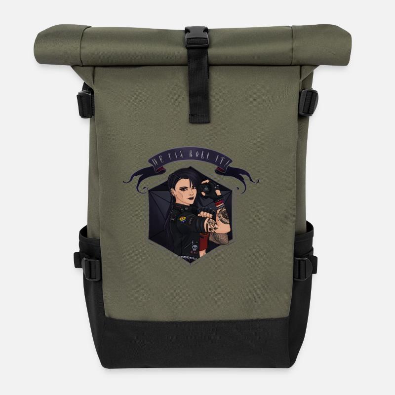 Wir können es ROLLEN! Weiß - Rolltop Rucksack - Olive/Schwarz