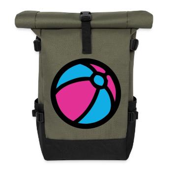 Wasserball Strand Sommer Icon - Rolltop Rucksack - Olive/Schwarz - Vorne