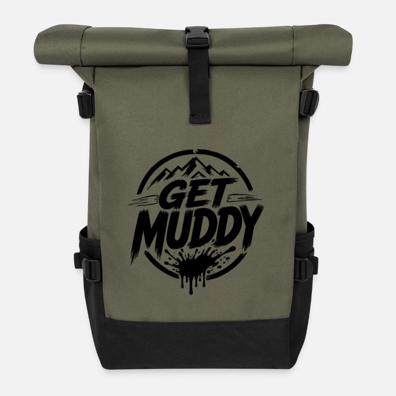 Get Muddy - Black Logo - Roll Top Backpack - olive/black
