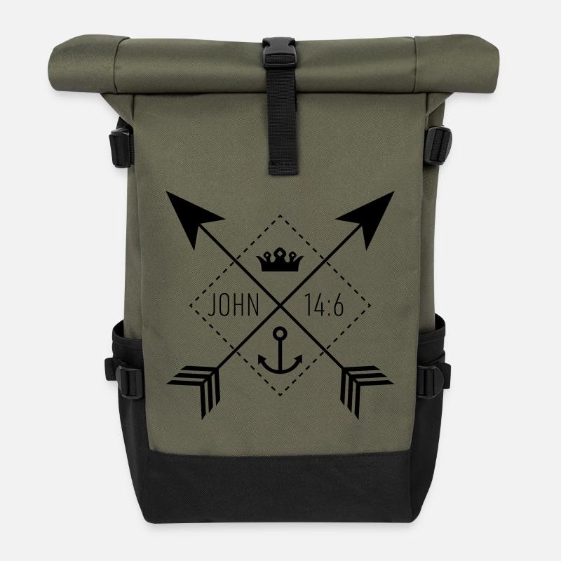 Sign John14:6 - Rolltop Rucksack - Olive/Schwarz