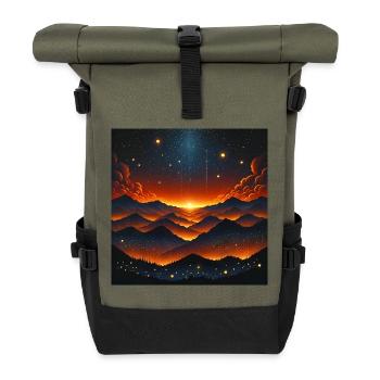 Glowing sunset over Bergen - Roll Top Backpack - olive/black - Front