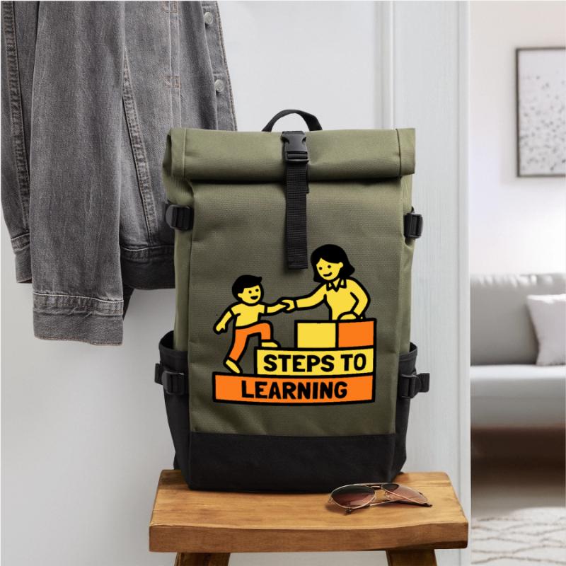 Steps to Learning Schule Logo Rolltop Rucksack