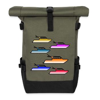 Motor boats - Roll Top Backpack - olive/black - Front