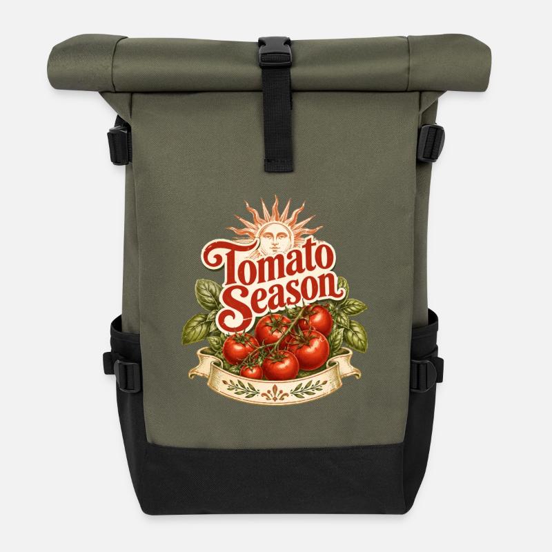 Saison des tomates - Sac à dos roll top - olive/noir